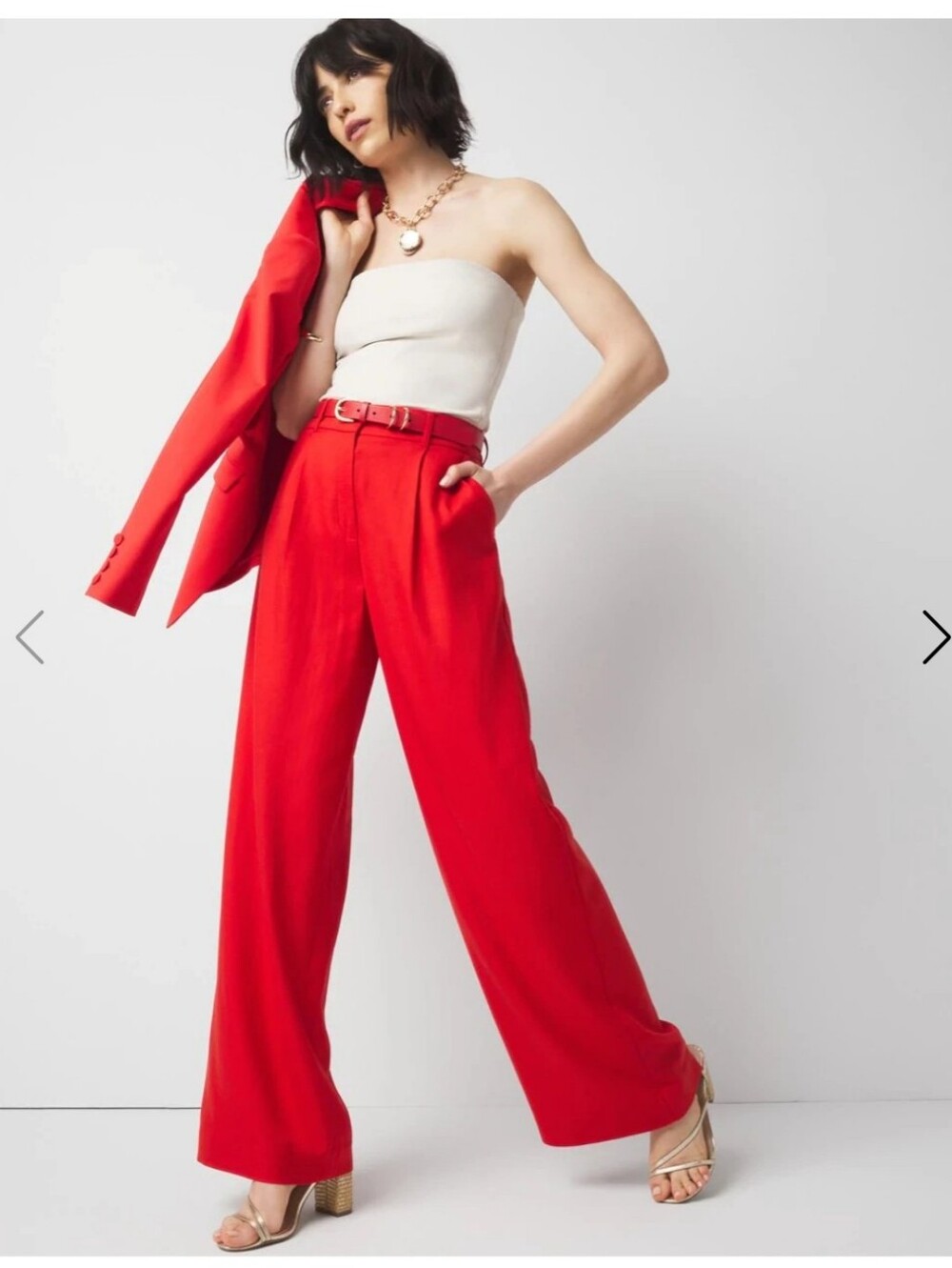 White House Black Market Red Wide Leg Pants
